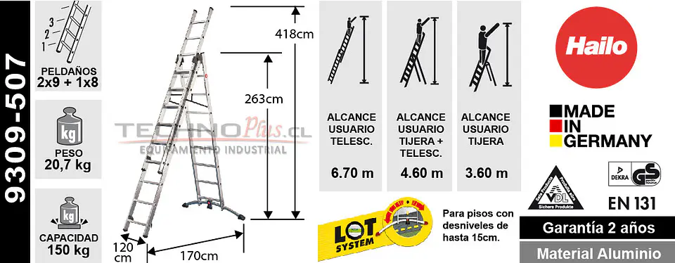 Esc.aluminio Tijera Tel.3x9 Profilot 6