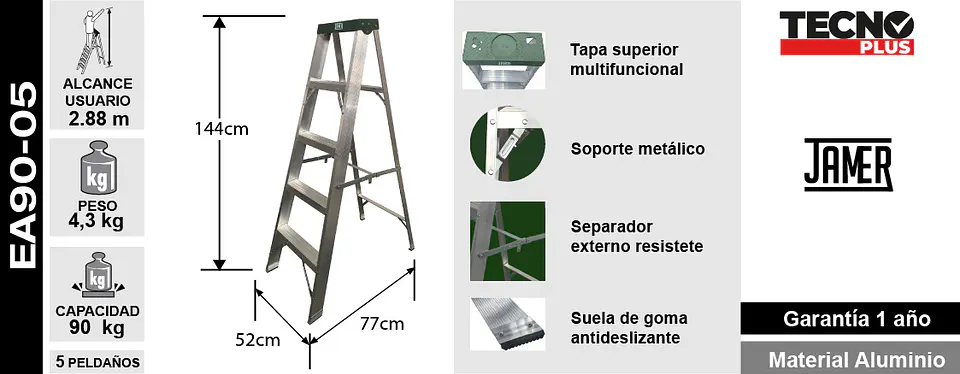 Esc. Aluminio Tijera 5 Peld 5