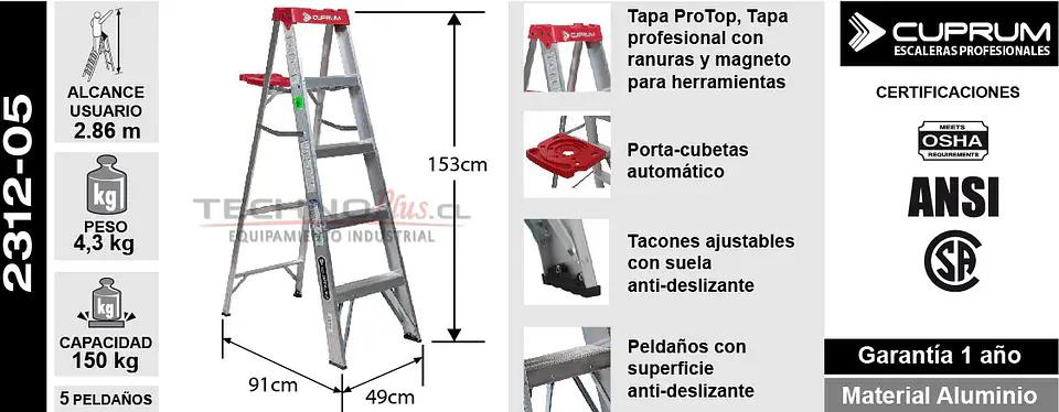 Esc. Aluminio Tijera 1.52m 8