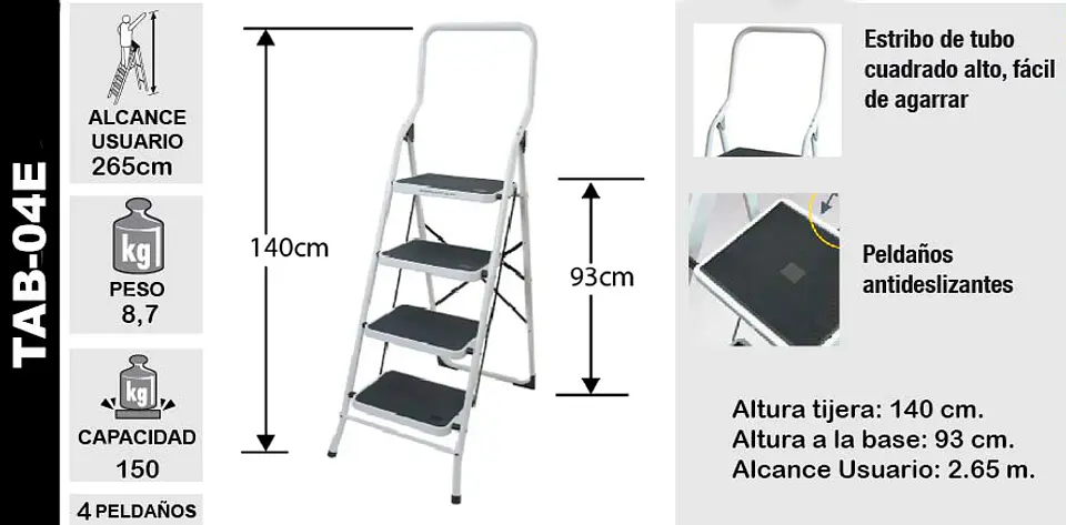 Piso Escalera Plegable 4p Con Asa 3