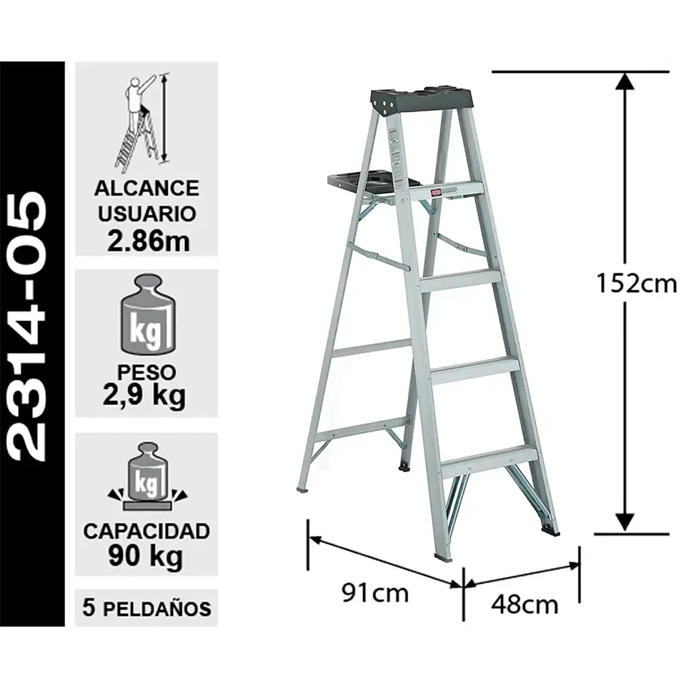 Esc. Aluminio Tijera 1.52m 2