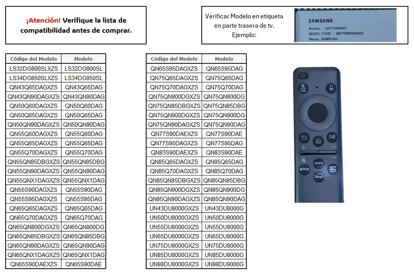 Control Remoto Samsung SolarCell Original | Modelo BN59-01455P | Mando de Voz y Carga USB-C 5