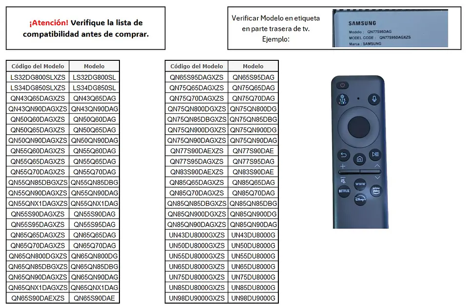 Control Remoto Samsung SolarCell Original | Modelo BN59-01455P | Mando de Voz y Carga USB-C 5