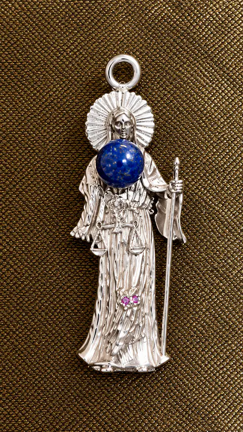 Colgantes plata piedra lazuli Santa Muerte 