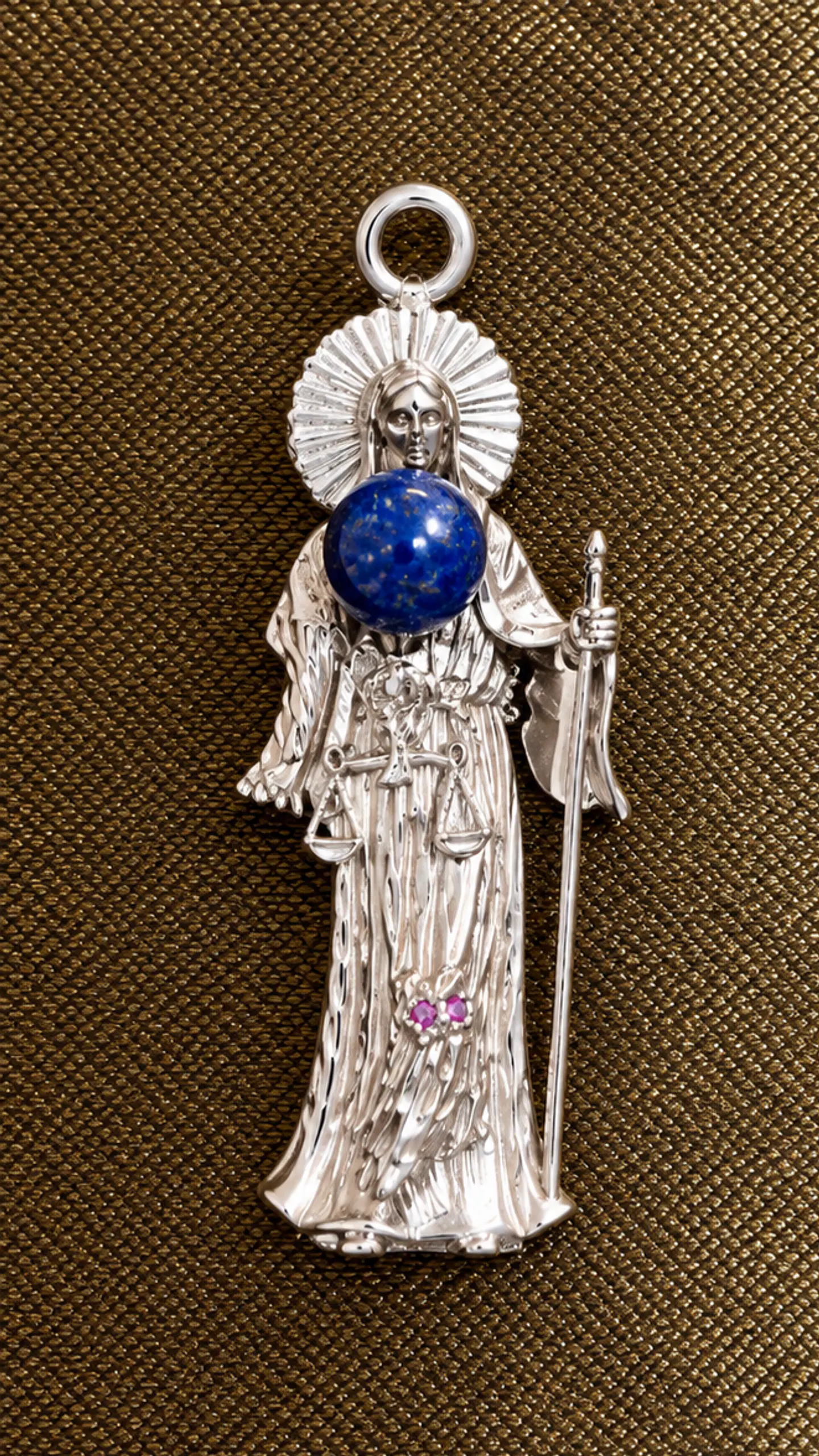 Colgantes plata piedra lazuli Santa Muerte  1