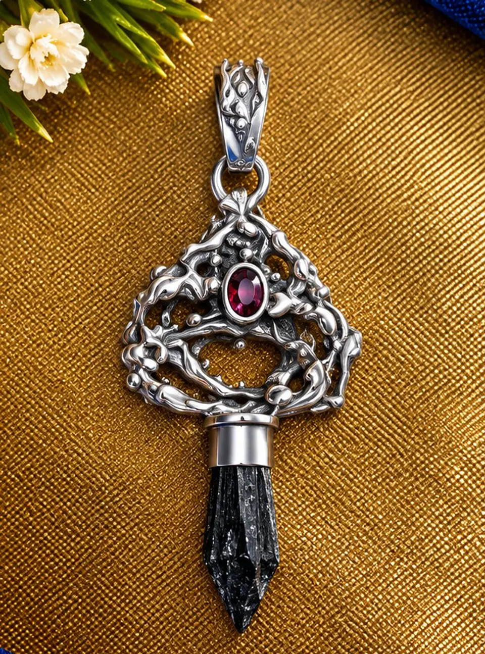 Colgante pendulo plata piedra  1