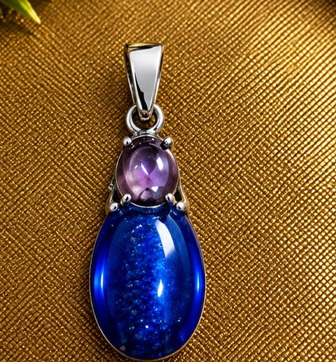 Colgante piedra, plata, lapislázuli 
