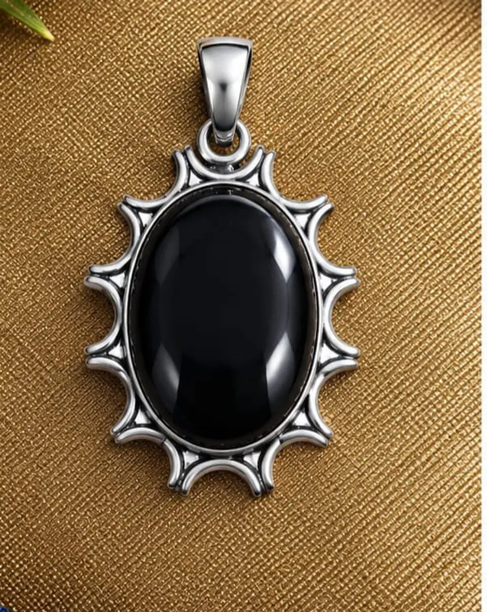 Colgante plata piedra negra 1