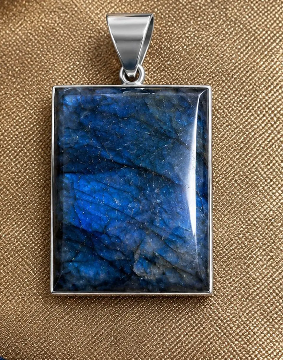 Colgante cuadrado plata piedra lazuli 1