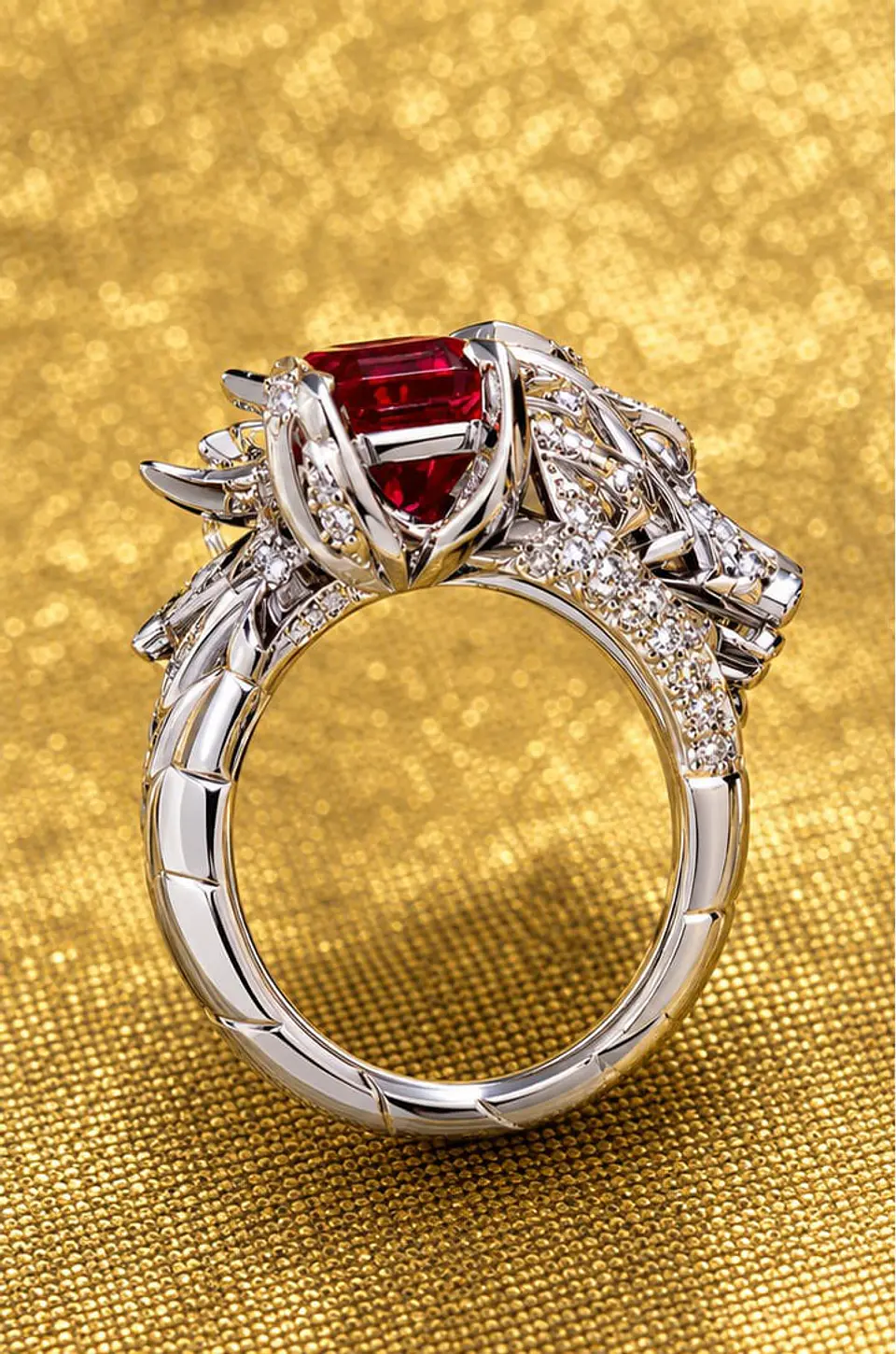 Anillo plata piedra roja 1