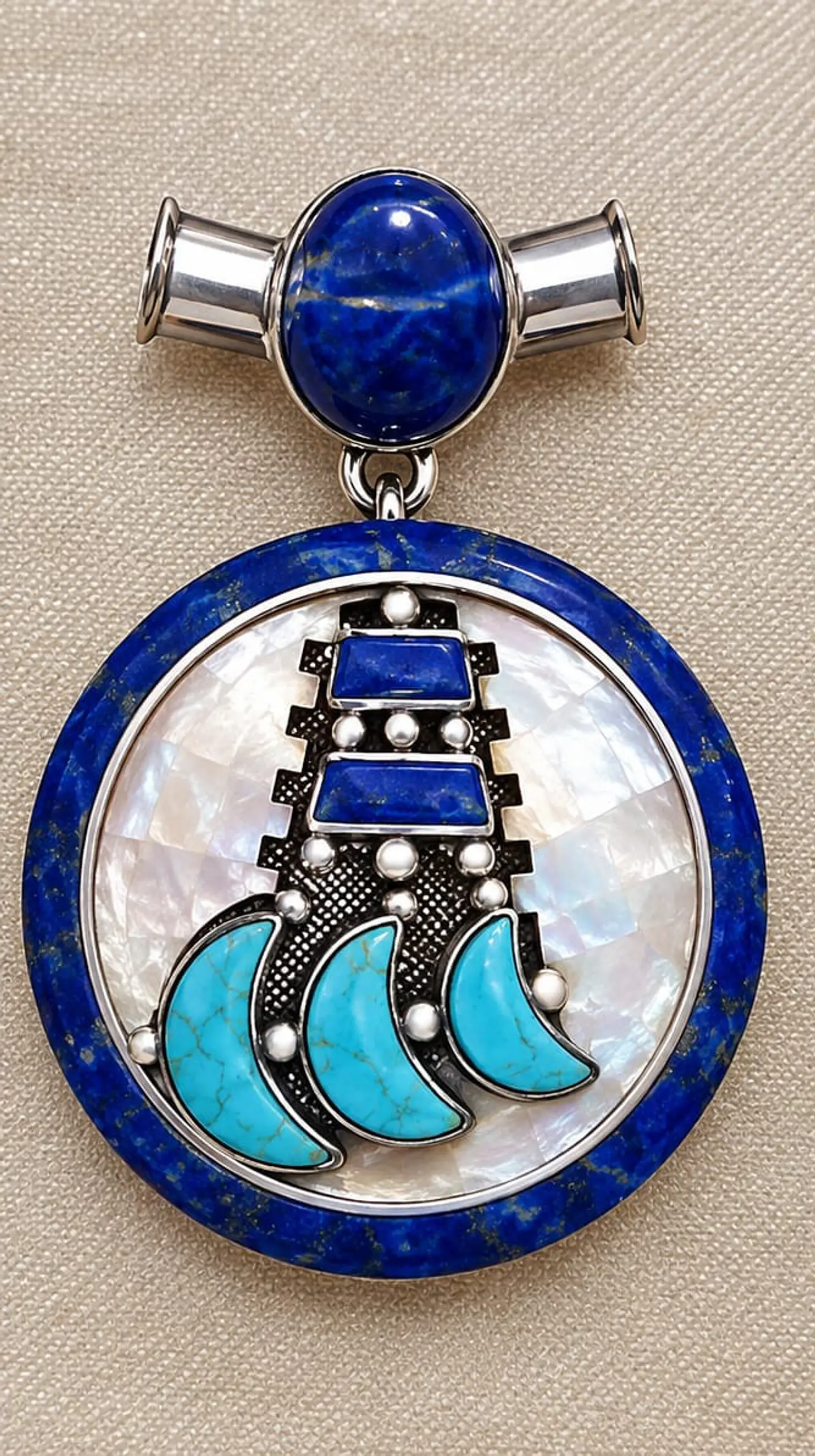 Colgante plata, lapislázuli, turquesa 1