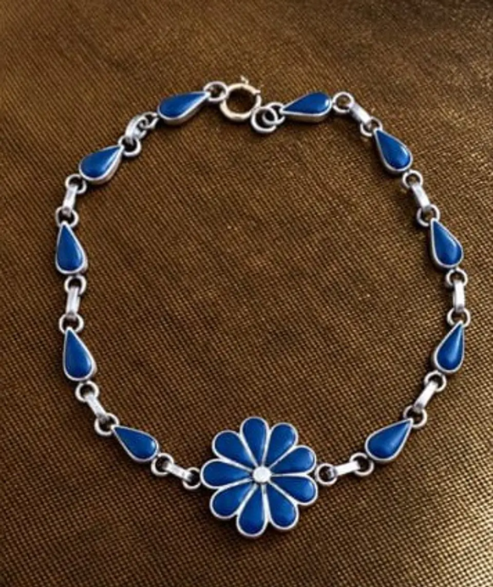 Pulsera plata, piedra lazuli  1