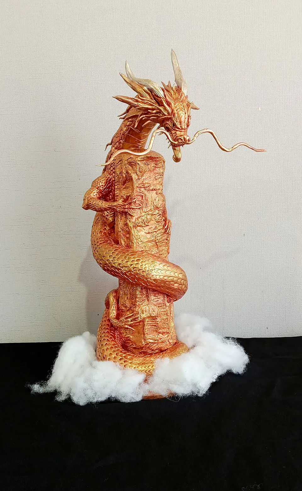 Dragon Oriental Dorado Escultura 70cm 4