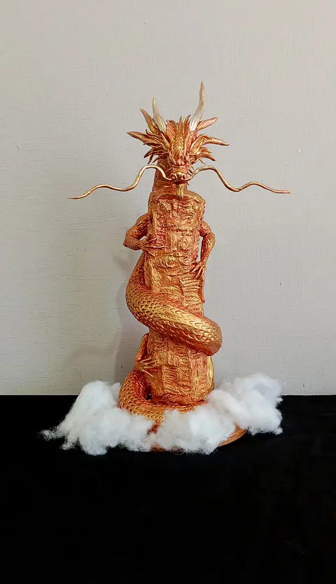 Dragon Oriental Dorado Escultura 70cm