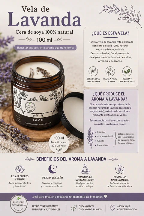 Velas Soya Lavanda