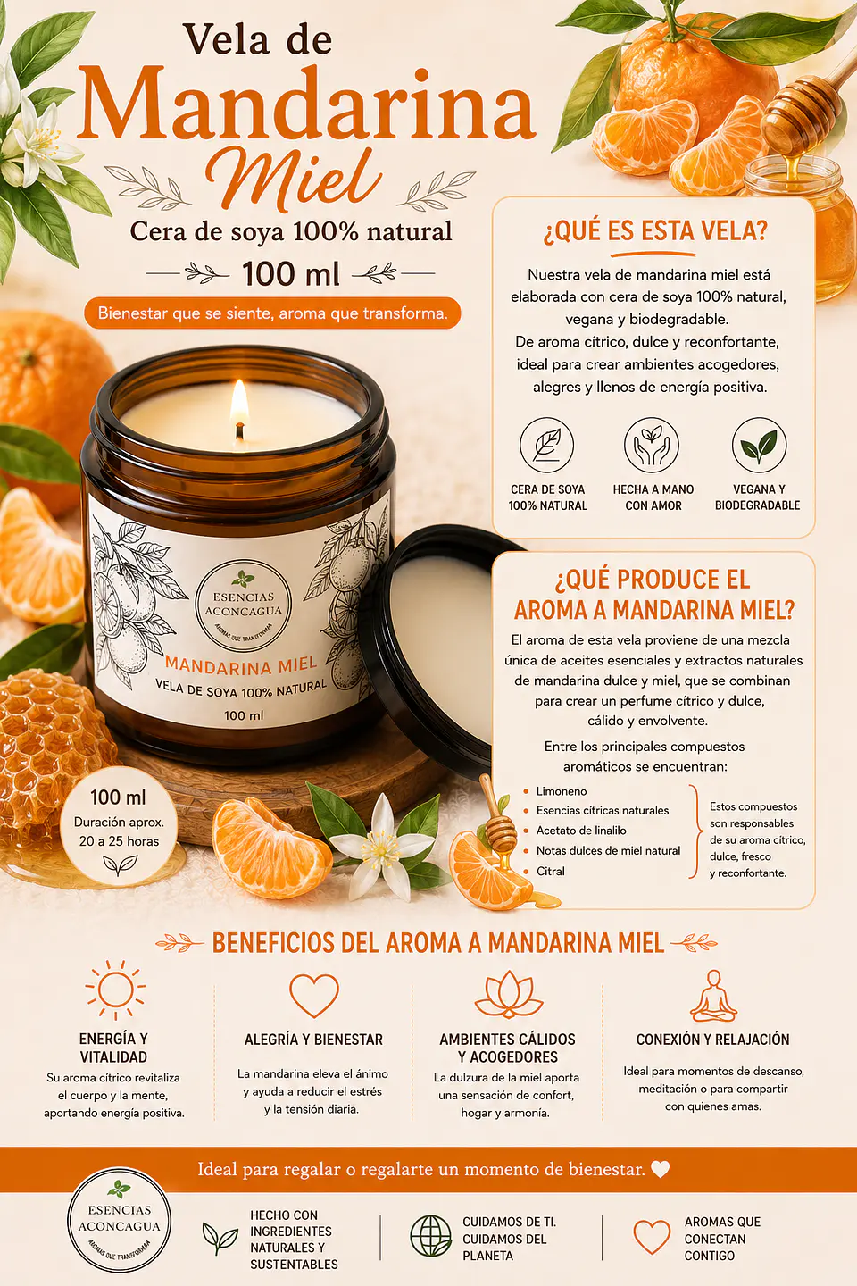 Velas Soya Mandarina Miel 1