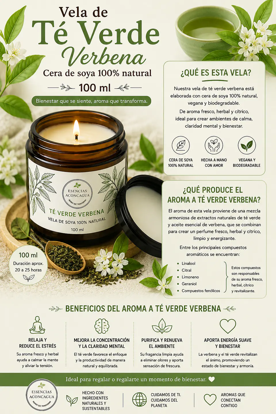 Velas Soya Te Verde Verbena 1