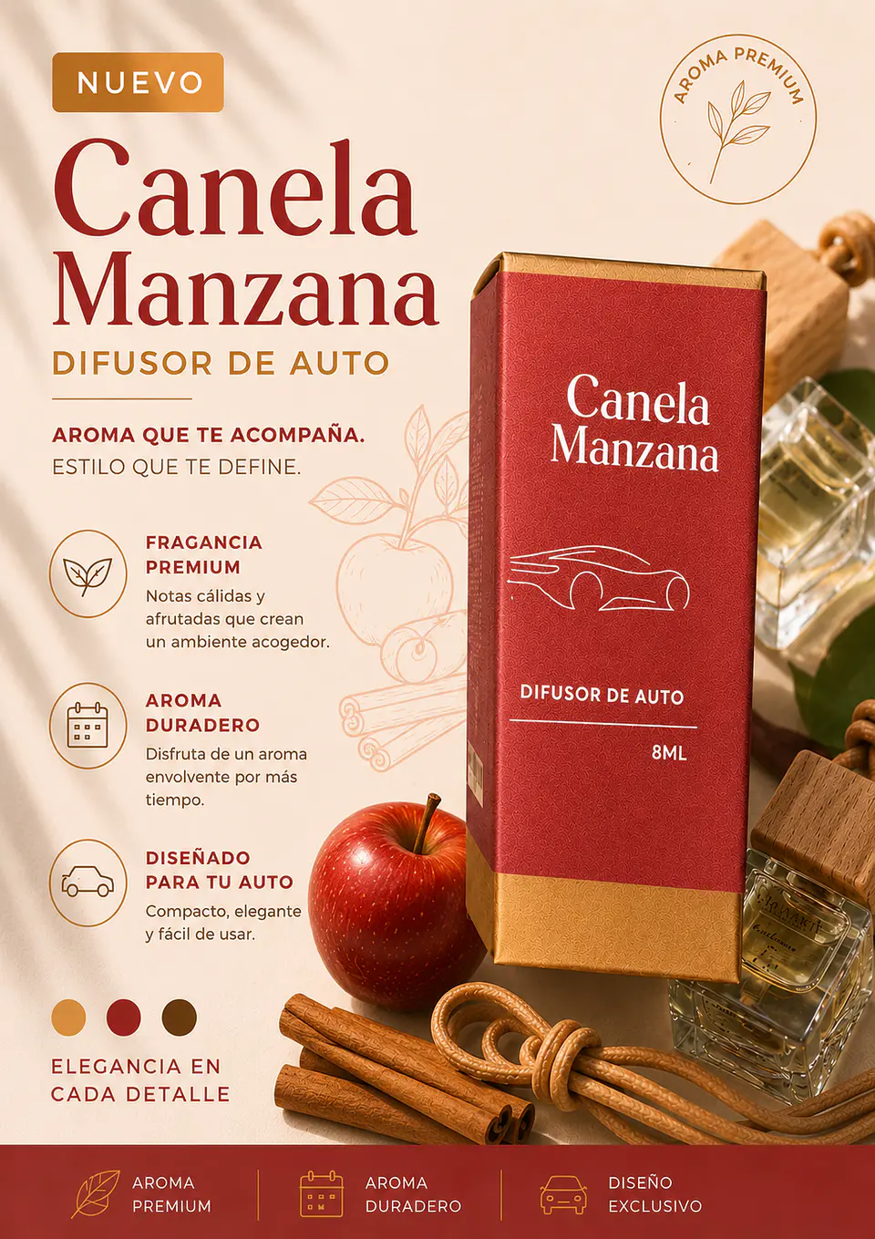 Difusor Auto Canela Manzana 1