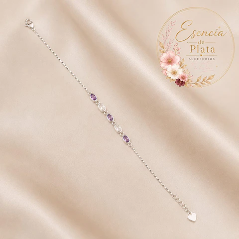 Pulsera con detalles de piedras amatistas y circón 