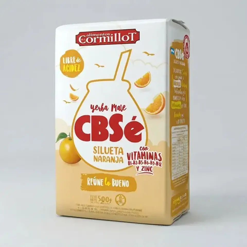 Yerba Mate Silueta Naranja Cbsé 1 unidad 500gr sin acidez 4