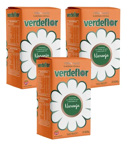 Yerba Mate Verdeflor Naranja Pack 3x2 500g