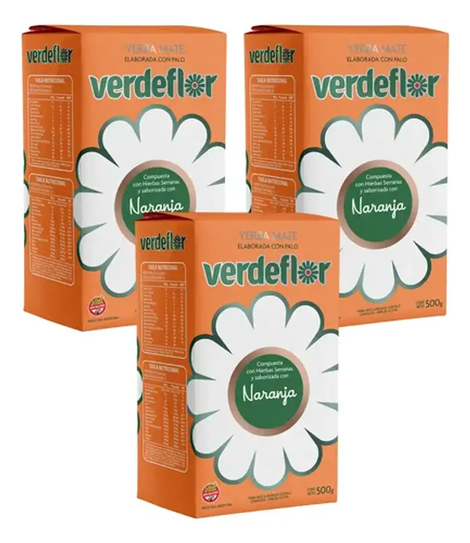 Yerba Mate Verdeflor Naranja Pack 3x2 500g 1