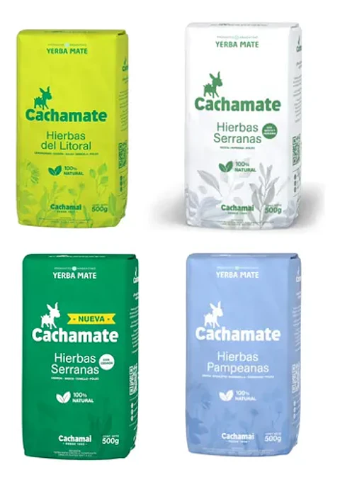 Yerba Mate Cachamate Pack 4 Variedades Surtidas 500g