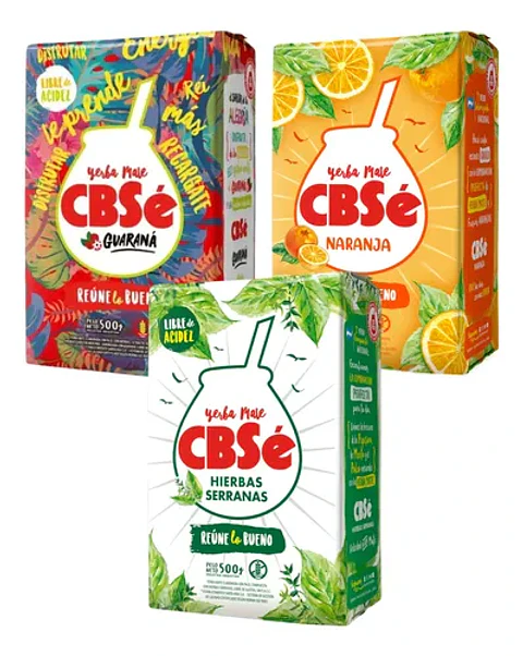 Yerbas Mate Pack Cbsé Guaraná, Naranja Y H. Serranas 500g