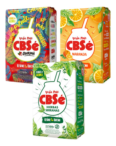 Yerbas Mate Pack Cbsé Guaraná, Naranja Y H. Serranas 500g 4
