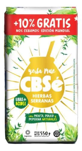 Yerba Mate Cbsé Hierbas Serranas 550g 2