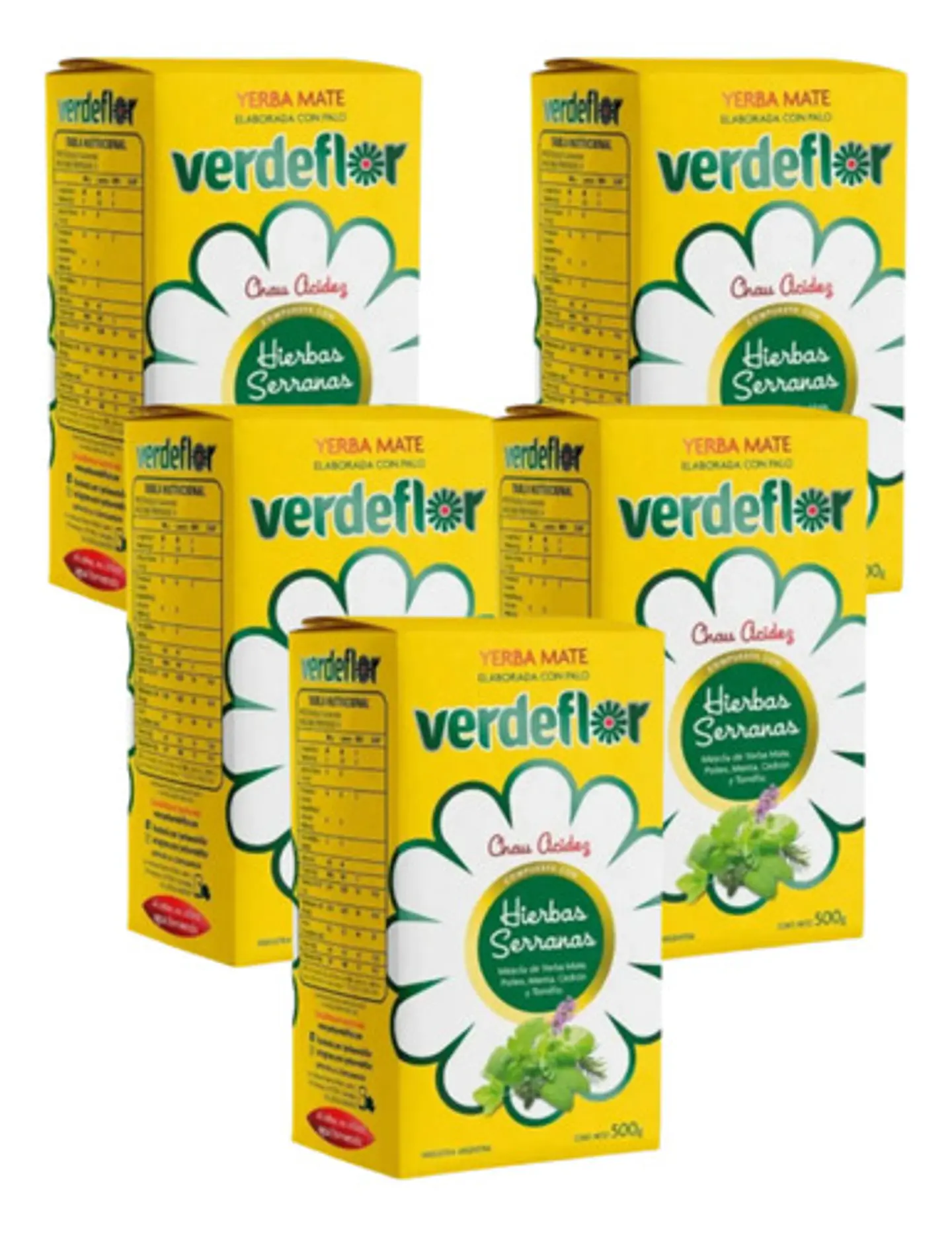 Yerba Mate Verdeflor Hierbas Serranas Pack 5x4 500g 3