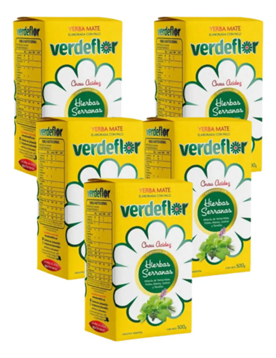 Yerba Mate Verdeflor Hierbas Serranas Pack 5x4 500g 3