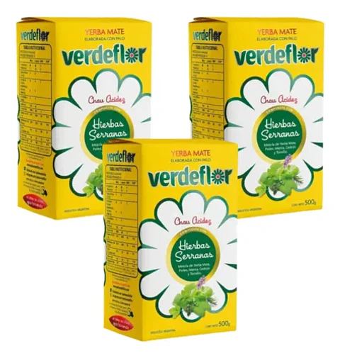 Yerba Mate Verdeflor Hierbas Serranas Pack 3x2 500g