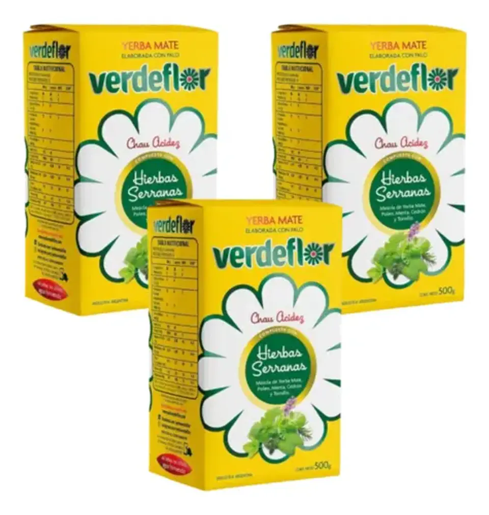 Yerba Mate Verdeflor Hierbas Serranas Pack 3x2 500g 1