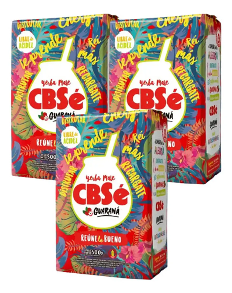 Yerba Mate Cbsé Guaraná Pack 3x2 500g 1