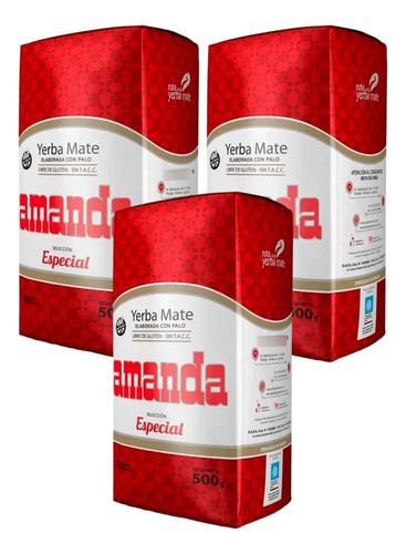 Yerba Mate Amanda Especial Pack 3x2 500g 2