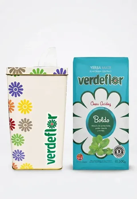 Set Mate Verdeflor Flores + Yerba Mate Naranja Ó Boldo 500gr