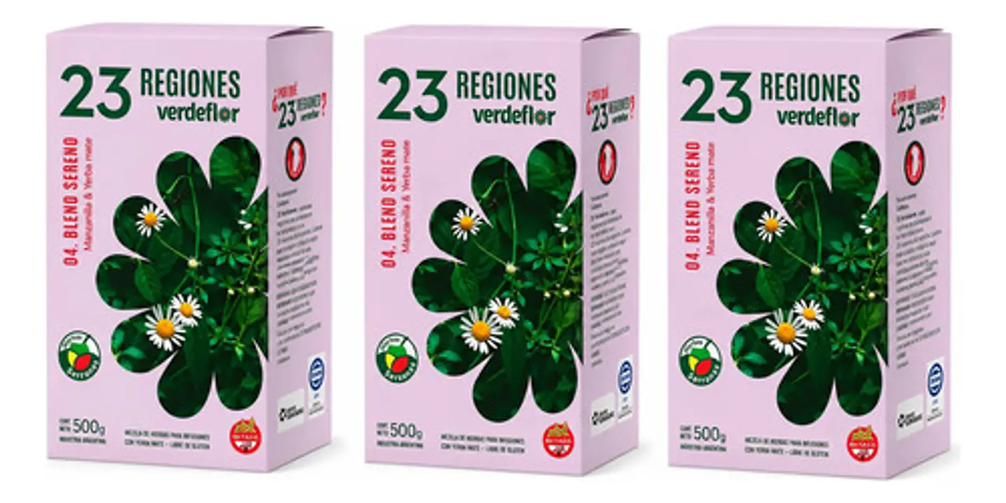 Pack X3 Yerba Mate  23 Regiones Verdeflor Manzanilla 500g 1