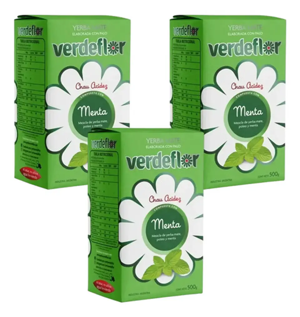 Yerba Mate Verdeflor Menta Pack 3x2 500g 4