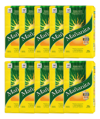 Yerba Mate Mañanita Prensada Pack 10x250g 3