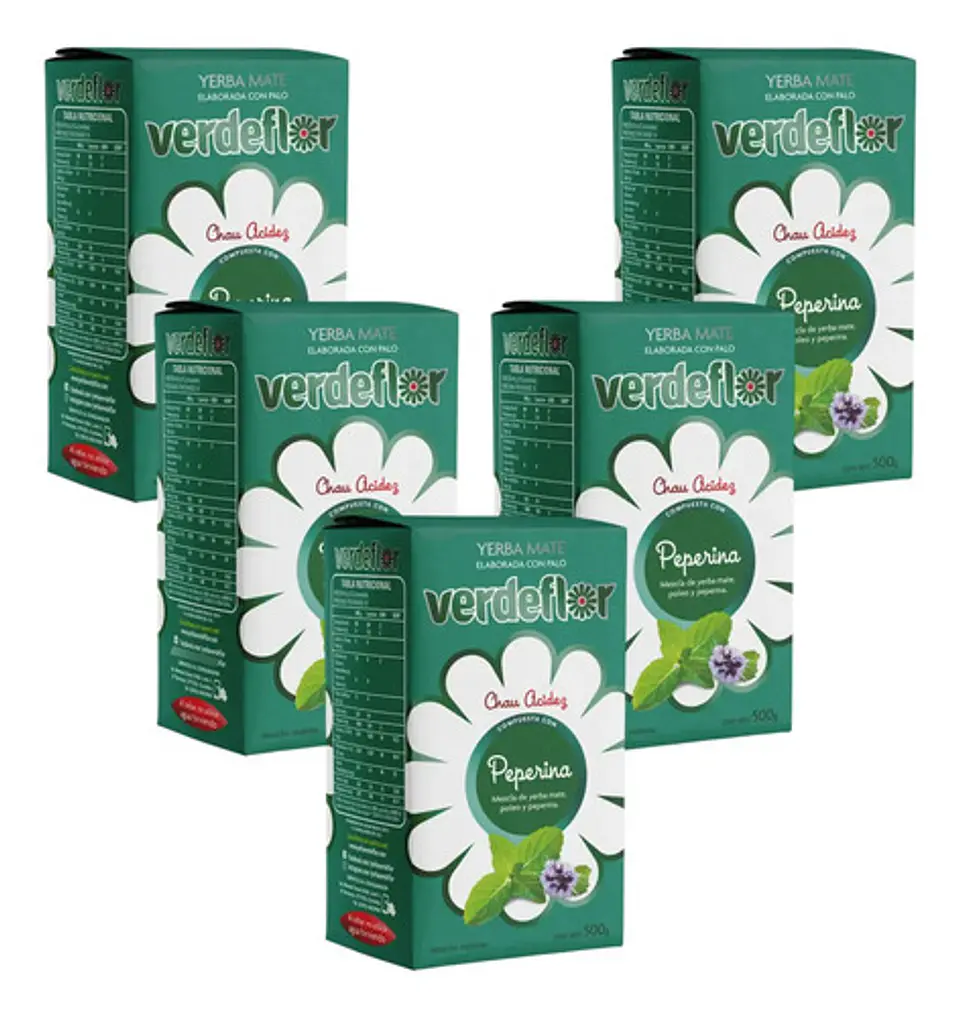 Yerba Mate Verdeflor Peperina Pack 5x4 500g 1
