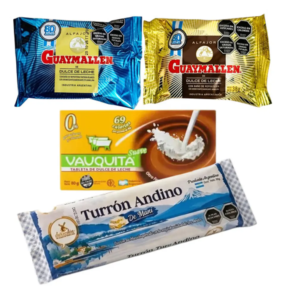 Pack Vauquita S.80g + Alfajor 1 Negro, 1 Blanco Y Turrón 90g 3
