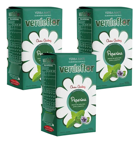 Yerba Mate Verdeflor Peperina Pack 3x2 500g