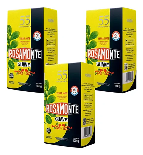 Yerba Mate Rosamonte Suave Pack 3x2 500g