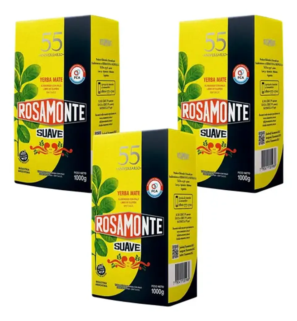 Yerba Mate Rosamonte Suave Pack 3x2 500g 1