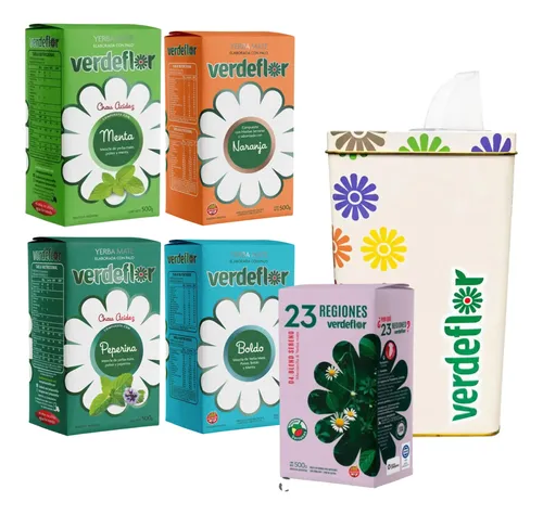 Yerba Mate Verdeflor 5 Sabores Surtidos Más Dispensador 500g 3