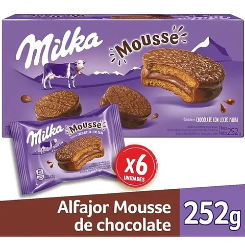 Caja Alfajores Milka Mousse 6 Unidades