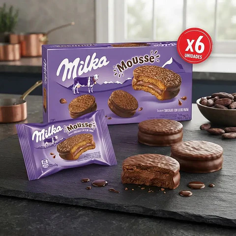 Caja Alfajores Milka Mousse 6 Unidades