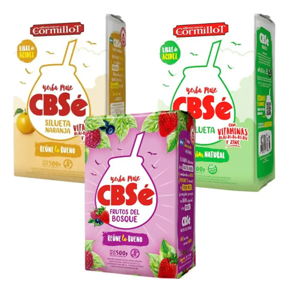 Pack 3 Yerba Mate Cbsé Silueta Y Frutos Del Bosque 500g 1