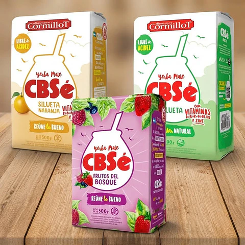 Pack 3 Yerba Mate Cbsé Silueta Y Frutos Del Bosque 500g